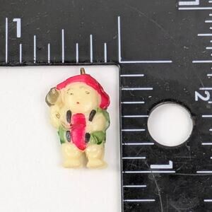 Vintage Japanese Ebisu God of Fortune Celluloid Charm Red Hat Fish Figure